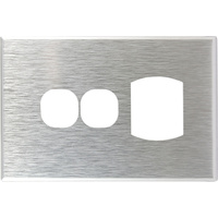 Connected Switchgear GEO Single Powerpoint + Extra Switch Brushed Silver Aluminium Cover