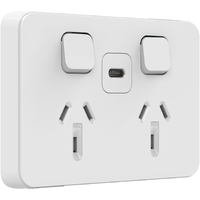 Clipsal Iconic Double Powerpoint 10A with USB-C Charger