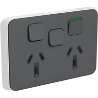 Clipsal Iconic Double Powerpoint 10A + Extra Switch Skin Anthracite