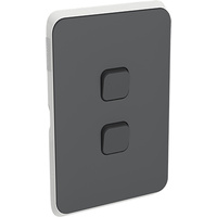 Clipsal Iconic 2 Gang Switch Skin Anthracite