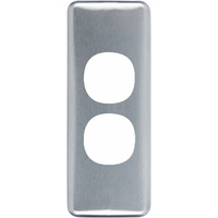 Clipsal Classic 2 Gang Architrave Switch Brushed Aluminium Cover