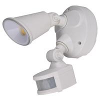 Defender 10W Tri Colour LED Single Exterior Security Light With PIR Sensor White