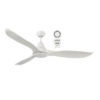 Martec Wave 1320mm 3 Blade DC Ceiling Fan with LED Light + Remote Control White