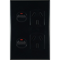 Connected Switchgear GEO Vertical Double Powerpoint Black