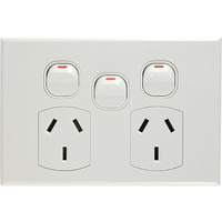 Connected Switchgear GEO Double Powerpoint + Extra Switch White
