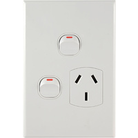 Connected Switchgear GEO Vertical Single Powerpoint + Extra Switch White