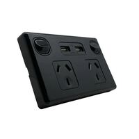 Tesla Double Powerpoint with Twin USB Charger Black