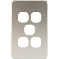 QCE Slimline 5 Gang Switch Brushed Silver Metal Cover