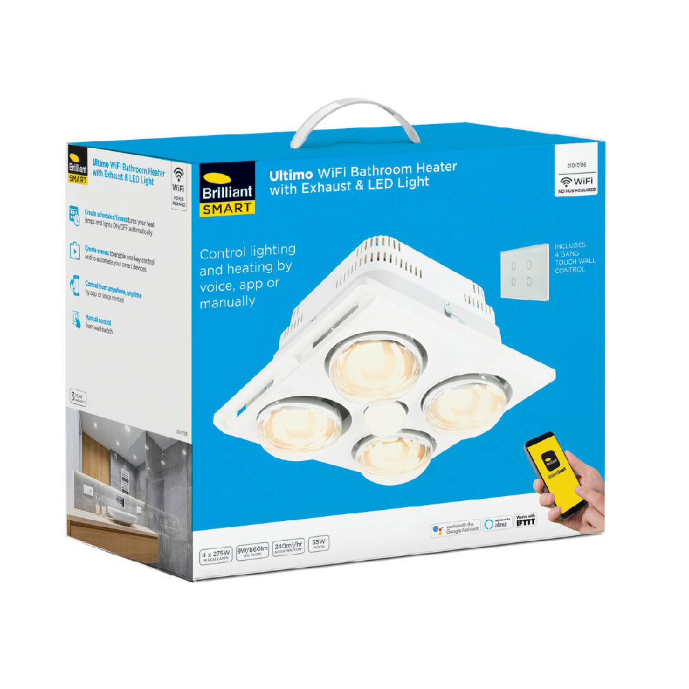 Brilliant Smart Ultimo WiFi Bathroom Heater and Exhaust Fan | 21017/05