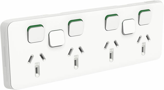 Clipsal Iconic Quad Powerpoint Plastic Wall Box 54mm Deep | 3157/4PRM