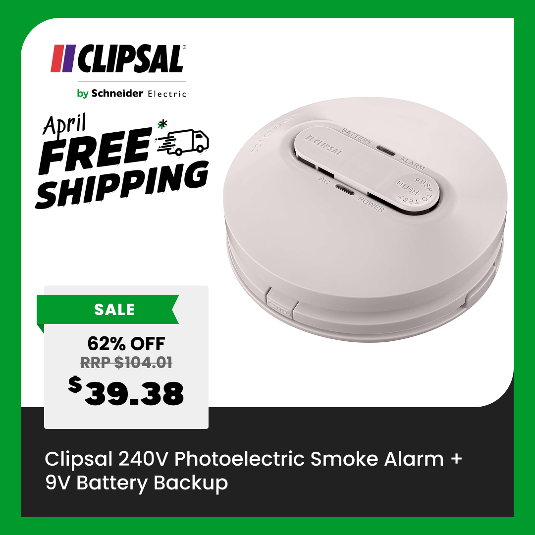 Clipsal 240V Photoelectric Smoke Alarm 9V Battery