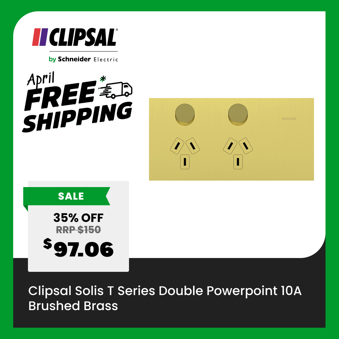 Clipsal Solis T Series Double Powerpoint 10A Brushed Brass