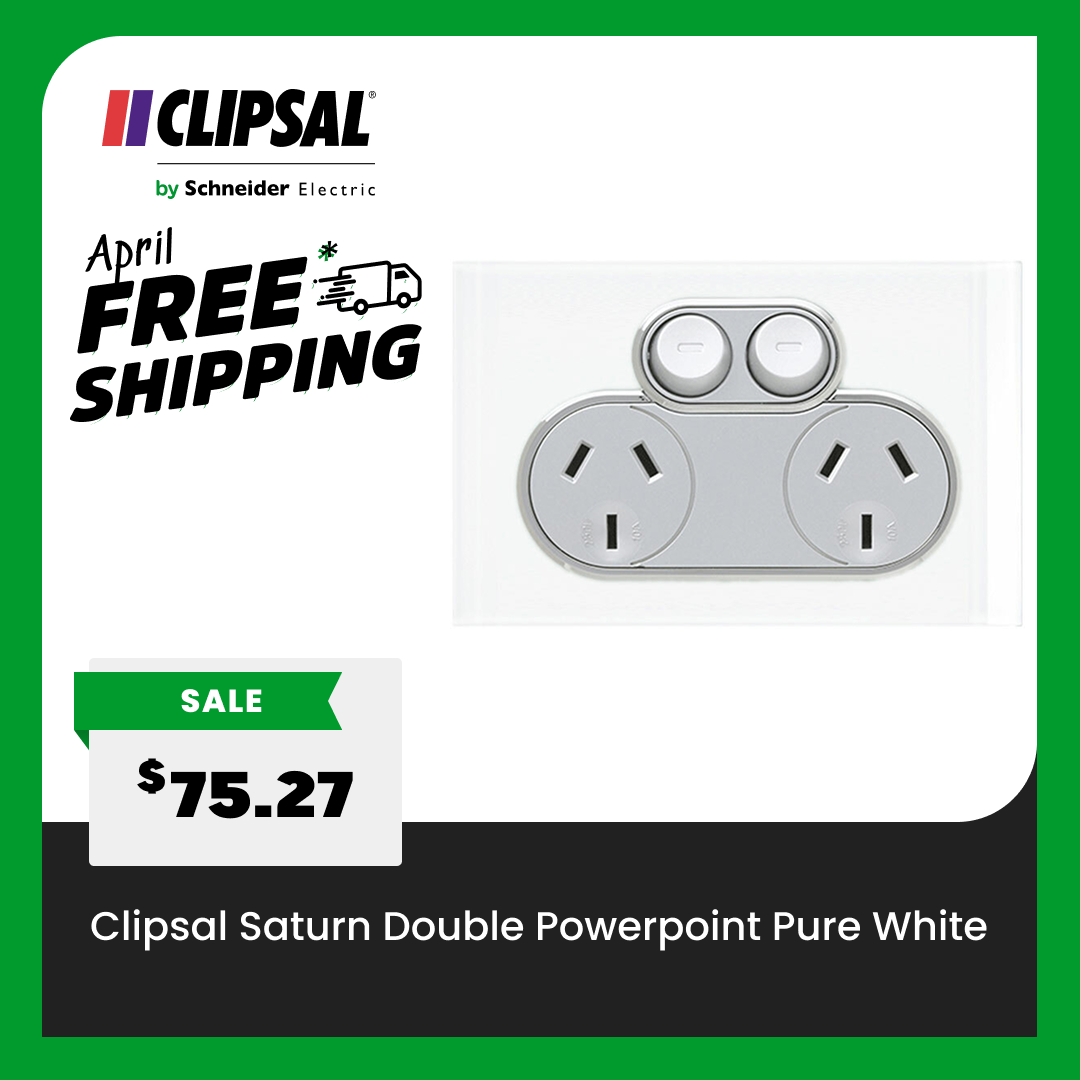 Clipsal Saturn Double Powerpoint Pure White