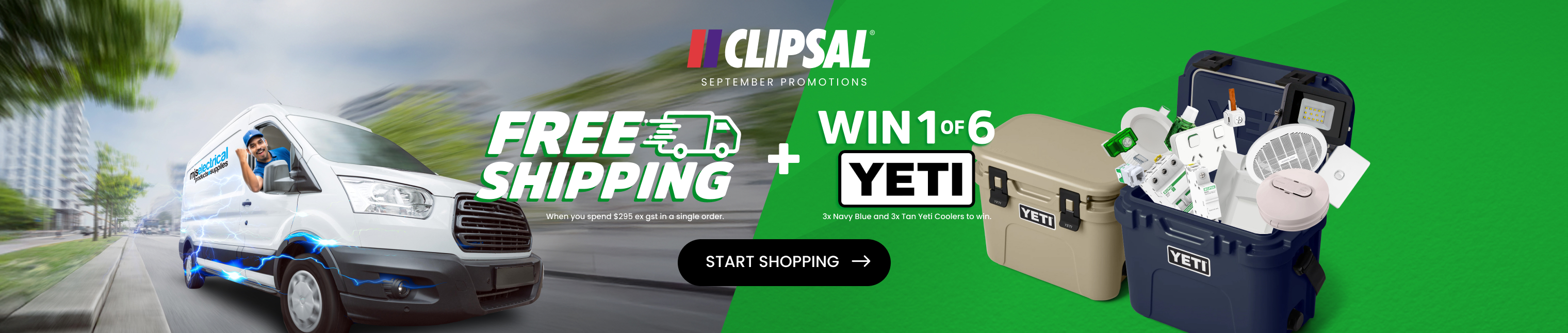 Clipsal Free Shipping & your chance to Win a Yeti
