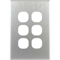 Connected Switchgear GEO 6 Gang Brushed Silver Aluminium Cover