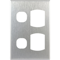 Connected Switchgear GEO Vertical Double Powerpoint Brushed Silver Aluminium Cover