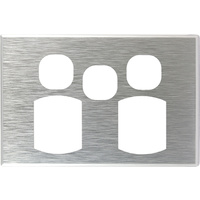 Connected Switchgear GEO Double Powerpoint + Extra Switch Brushed Silver Aluminium Cover