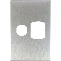 Connected Switchgear GEO Vertical Single Powerpoint Brushed Silver Aluminium Cover