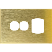 Connected Switchgear GEO Single Powerpoint + Extra Switch Brushed Brass Aluminium Cover