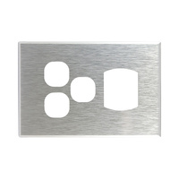 Connected Switchgear GEO Single Powerpoint + 2x Extra Switch Brushed Silver Aluminium Cover