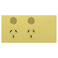 Clipsal Solis T Series Double Powerpoint 10A Brushed Brass