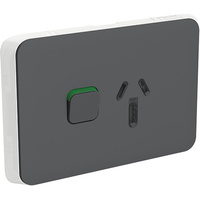 Clipsal Iconic Single Powerpoint 15A Skin Anthracite