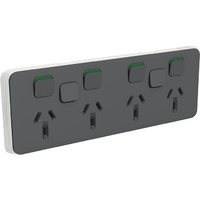 Clipsal Iconic Quad Powerpoint 10A + 2 x Extra Switch Skin Anthracite
