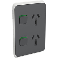 Clipsal Iconic Vertical Double Powerpoint 10A Skin Anthracite