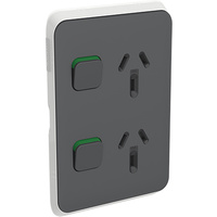 Clipsal Iconic Vertical Double Powerpoint 10A Skin Anthracite