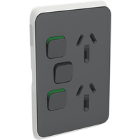 Clipsal Iconic Vertical Double Powerpoint 10A + Extra Switch Skin Anthracite