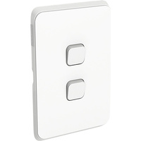 Clipsal Iconic 2 Gang Switch Skin Vivid White