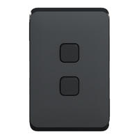 Clipsal Iconic 2 Gang Switch Skin Solid Edge Black