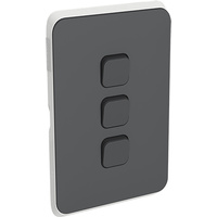 Clipsal Iconic 3 Gang Switch Skin Anthracite