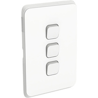 Clipsal Iconic 3 Gang Switch Skin Vivid White