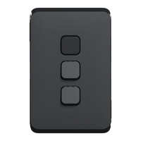 Clipsal Iconic 3 Gang Switch Skin Solid Edge Black