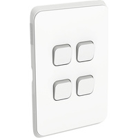 Clipsal Iconic 4 Gang Switch Skin Vivid White