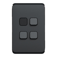 Clipsal Iconic 4 Gang Switch Skin Solid Edge Black