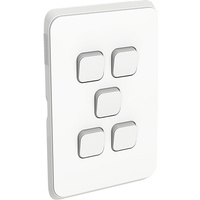 Clipsal Iconic 5 Gang Switch Skin Vivid White