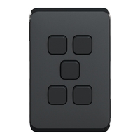 Clipsal Iconic 5 Gang Switch Skin Solid Edge Black