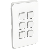Clipsal Iconic 6 Gang Switch Skin Vivid White