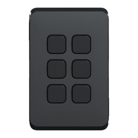 Clipsal Iconic 6 Gang Switch Skin Solid Edge Black