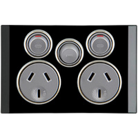 Clipsal Saturn Double Powerpoint with Removable Extra Switch Espresso Black