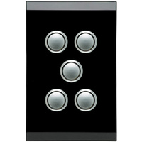 Clipsal Saturn 5 Gang Switch with LED Espresso Black