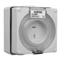 Clipsal 56 Series Flat 2 Pin 15A Wall Socket Grey