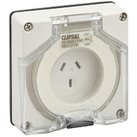 Clipsal 56 Series Flat 3 Pin 10A Auto Switched Socket Less Enclosure Grey