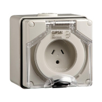 Clipsal 56 Series 2 Flat 1 Round Earth Pin 10A Wall Socket Grey