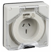 Clipsal 56 Series Flat 3 Pin 15A Wall Socket Less Enclosure Grey