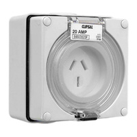 Clipsal 56 Series Flat 3 Pin 20A Wall Socket Grey