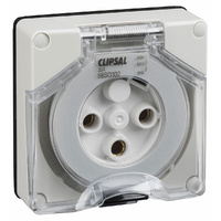 Clipsal 56 Series Round 3 Pin 32A Wall Socket Less Enclosure Grey