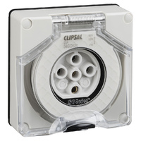 Clipsal 56 Series Round 5 Pin 20A Wall Socket Less Enclosure Grey